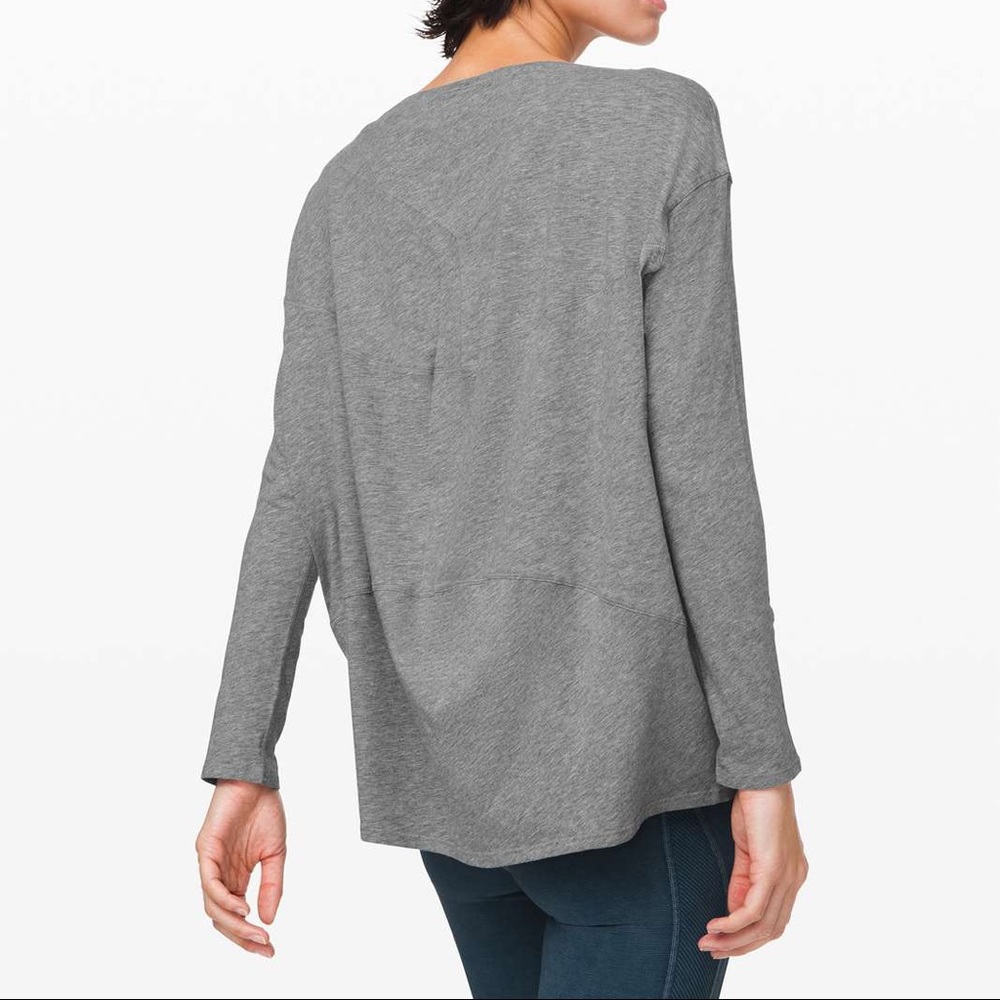 Lululemon Back In Action Long Sleeve, Heathered Core Medium Grey